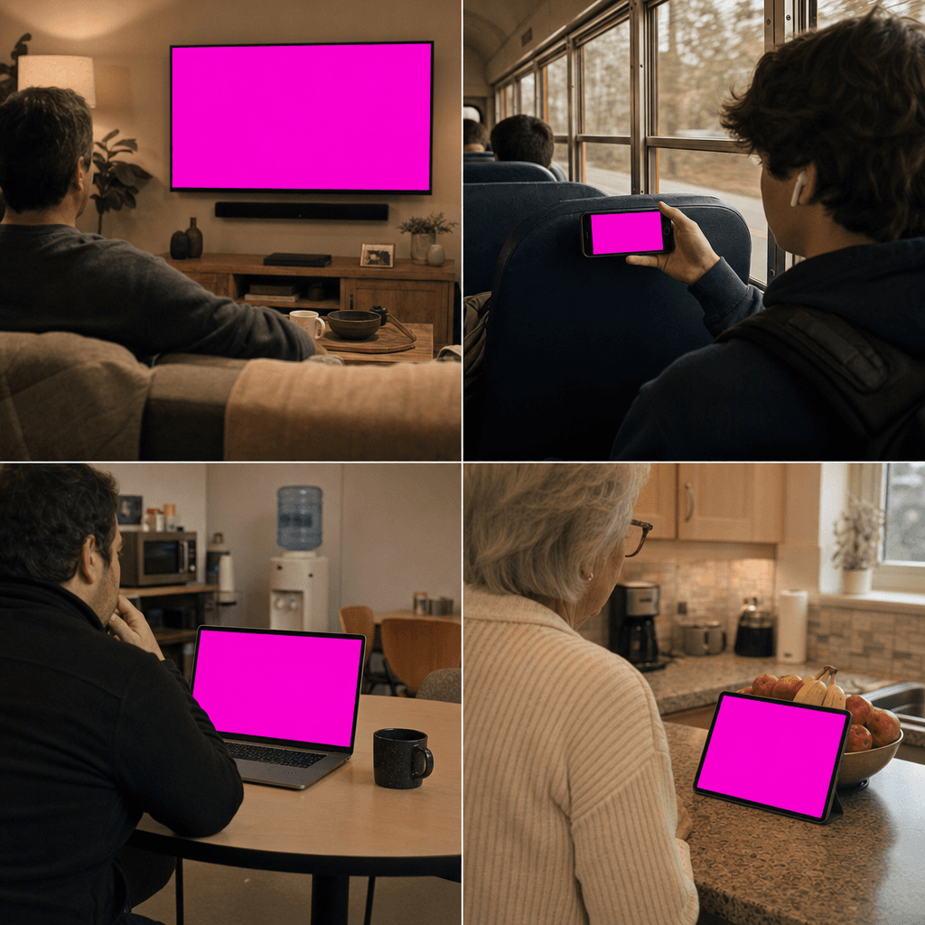 Viewers watching the live broadcast on phones, tablets, laptops, and TV