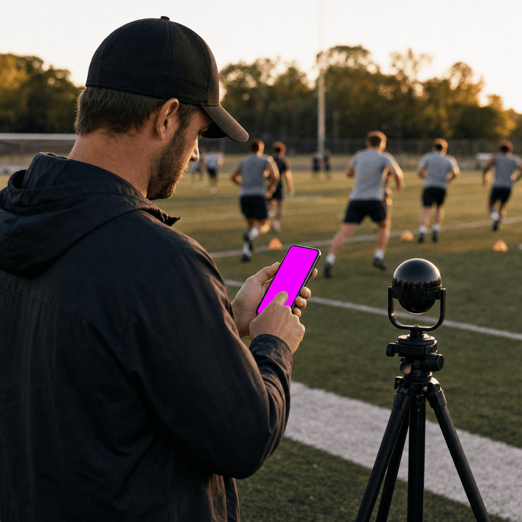 Coach broadcasting from the sideline